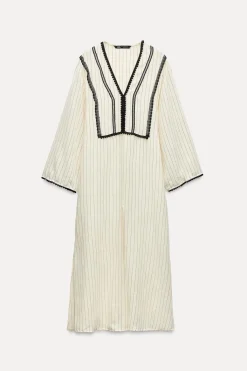 Best VESTIDO KAFATÁN RÚSTICO RAYAS Mujer Vestidos