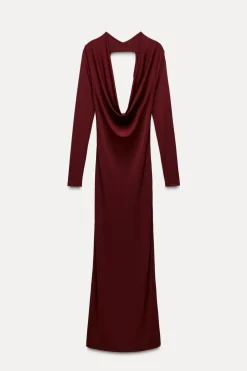 Fashion VESTIDO LARGO DRAPEADO Mujer Vestidos