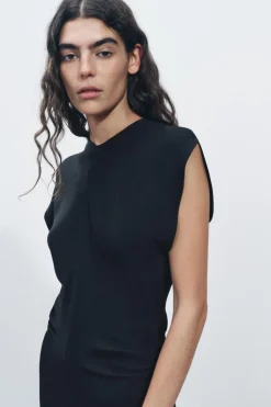 New VESTIDO LARGO DRAPEADO ZW COLLECTION Mujer Vestidos