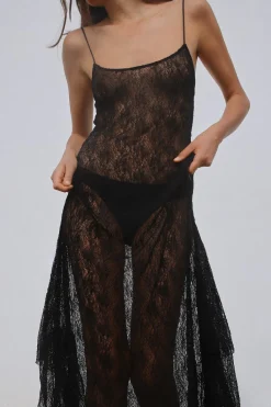 Discount VESTIDO LARGO ENCAJE Mujer Vestidos