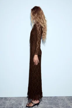 New VESTIDO LARGO ENCAJE Mujer Vestidos