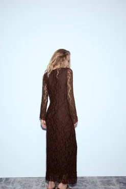 New VESTIDO LARGO ENCAJE Mujer Vestidos