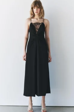 New VESTIDO LARGO ENCAJE ZW COLLECTION Mujer Vestidos