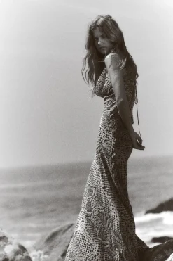 Best VESTIDO LARGO ESTAMPADO ANIMAL Mujer Vestidos