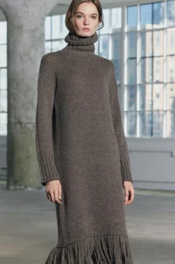 New VESTIDO LARGO FLECOS 100% LANA Mujer Vestidos|Cárdigan / Jerséis