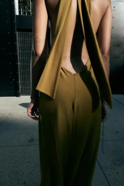 Best VESTIDO LARGO HALTER ESPALDA DESCUBIERTA Mujer Vestidos