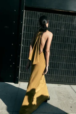 Best VESTIDO LARGO HALTER ESPALDA DESCUBIERTA Mujer Vestidos