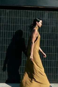 Best VESTIDO LARGO HALTER ESPALDA DESCUBIERTA Mujer Vestidos