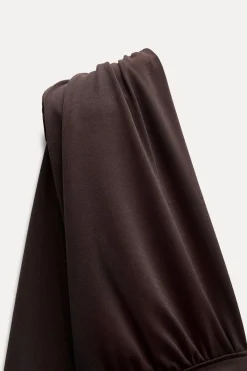 Outlet VESTIDO LARGO HOMBRERAS FRUNCES Mujer Vestidos