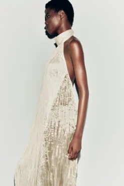 Online VESTIDO LARGO PLISADO Mujer Vestidos