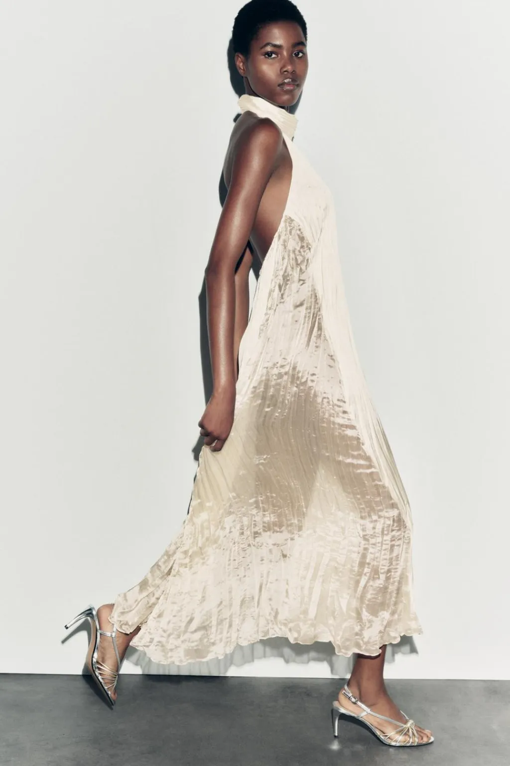 Online VESTIDO LARGO PLISADO Mujer Vestidos