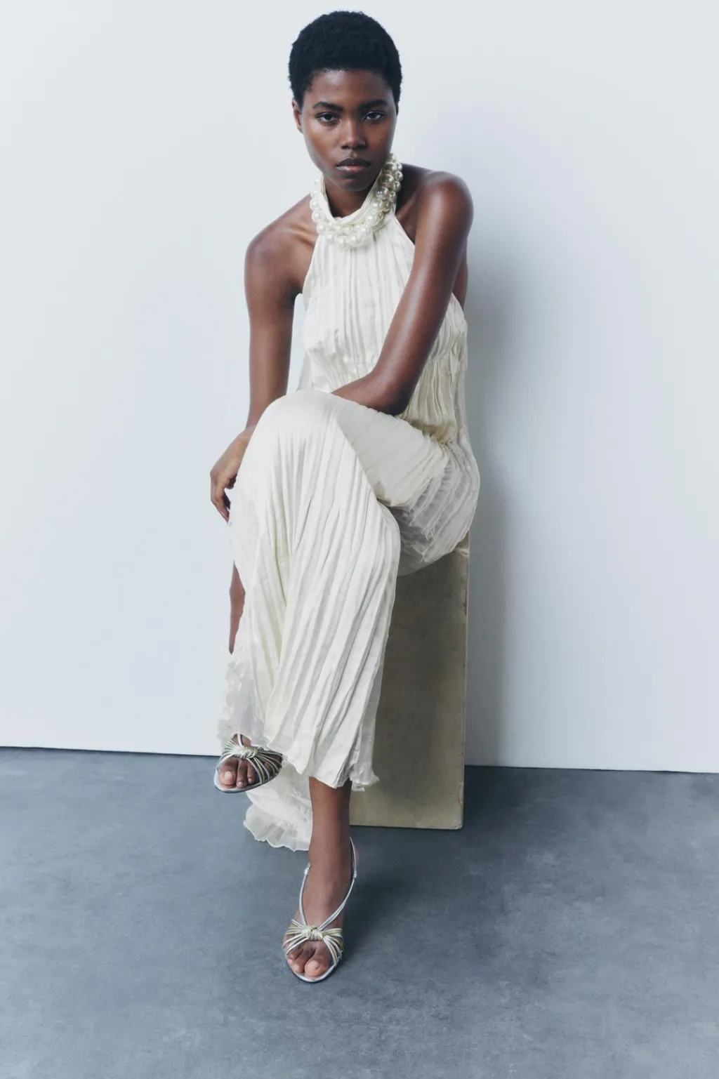 Online VESTIDO LARGO PLISADO Mujer Vestidos