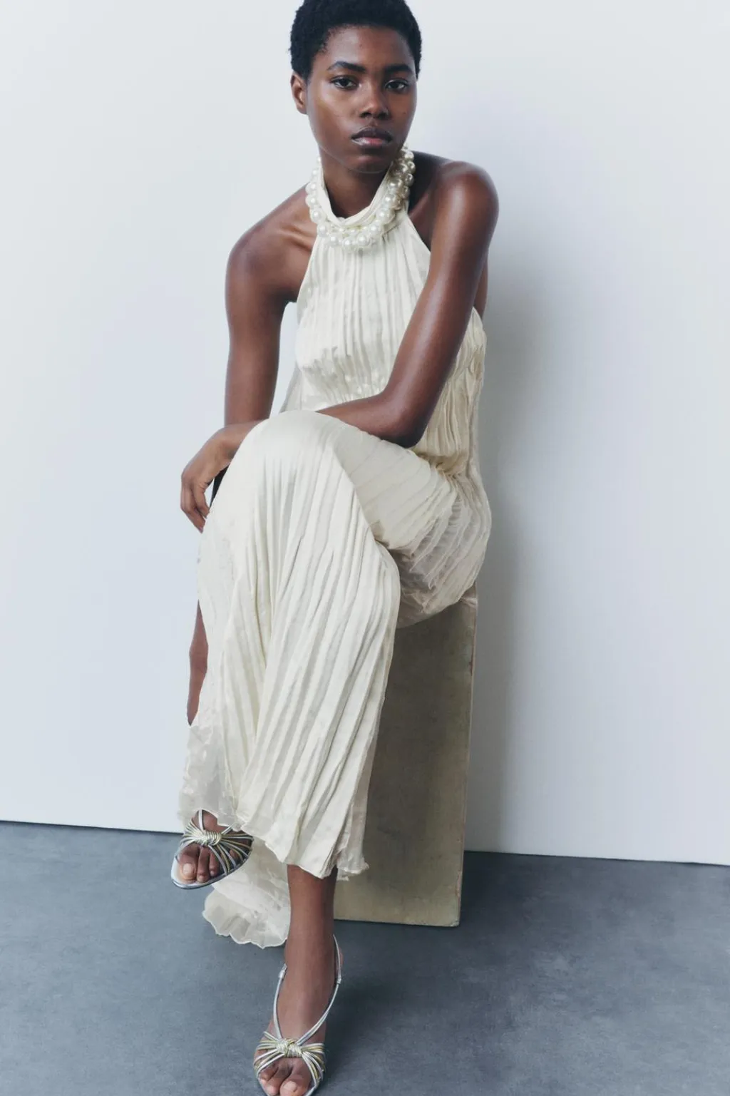 Online VESTIDO LARGO PLISADO Mujer Vestidos