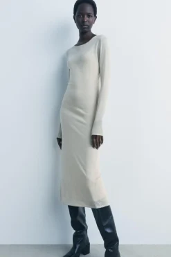 Best VESTIDO LARGO PUNTO BRILLOS Mujer Vestidos|Cárdigan / Jerséis