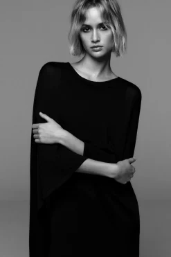 Fashion VESTIDO LARGO PUNTO CAPA Mujer Vestidos|Cárdigan / Jerséis