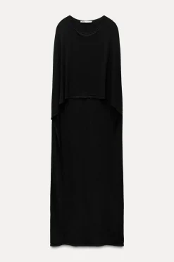 Fashion VESTIDO LARGO PUNTO CAPA Mujer Vestidos|Cárdigan / Jerséis