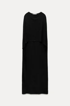 Fashion VESTIDO LARGO PUNTO CAPA Mujer Vestidos|Cárdigan / Jerséis