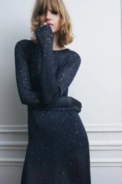 Clearance VESTIDO LARGO PUNTO LENTEJUELAS Mujer Vestidos|Cárdigan / Jerséis