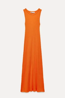 Best VESTIDO LARGO PUNTO RIB Mujer Vestidos|Cárdigan / Jerséis