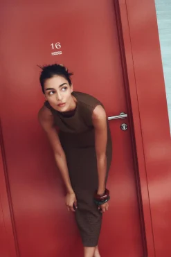 Online VESTIDO LARGO TEXTURA NUDO Mujer Vestidos