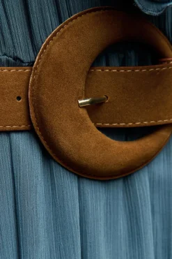 Online VESTIDO LARGO VOLANTES CINTURÓN Mujer Vestidos