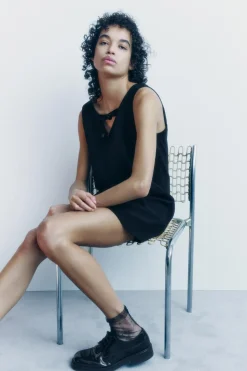 Outlet VESTIDO LAZOS TERCIOPELO ZW COLLECTION Mujer Vestidos