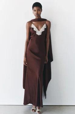 Sale VESTIDO LENCERO ENCAJE ZW COLLECTION Mujer Vestidos