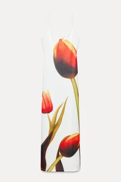 Discount VESTIDO LENCERO ESTAMPADO FLOR Mujer Vestidos