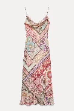 Best VESTIDO LENCERO ESTAMPADO PATCHWORK Mujer Vestidos