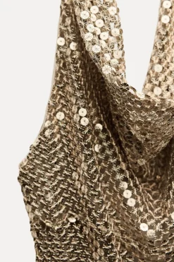 Best VESTIDO LENCERO MALLA DORADA Mujer Vestidos