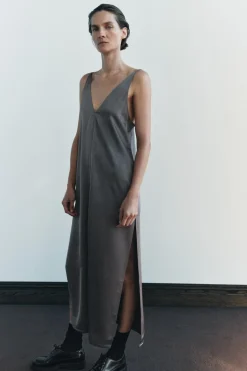 Fashion VESTIDO LENCERO SATINADO Mujer Vestidos