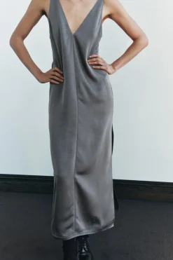 Fashion VESTIDO LENCERO SATINADO Mujer Vestidos