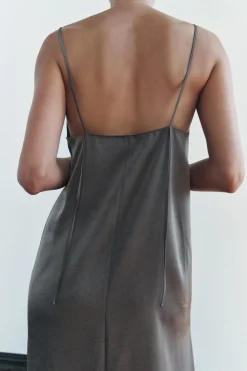 Fashion VESTIDO LENCERO SATINADO Mujer Vestidos