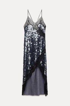 New VESTIDO LENTEJUELAS ENCAJE ZW COLLECTION Mujer Vestidos