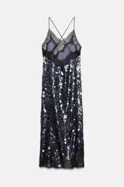 New VESTIDO LENTEJUELAS ENCAJE ZW COLLECTION Mujer Vestidos