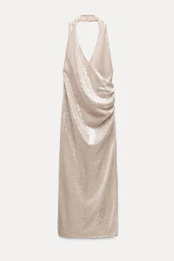 Outlet VESTIDO LENTEJUELAS FRUNCES Mujer Vestidos