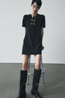 Online VESTIDO MANGA CORTA BOTONES Mujer Vestidos