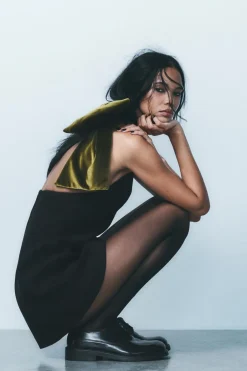 Outlet VESTIDO MAXI LAZO TERCIOPELO Mujer Vestidos