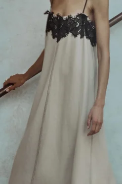 Sale VESTIDO MEZCLA LINO PUNTILLA ZW COLLECTION Mujer Vestidos