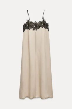 Sale VESTIDO MEZCLA LINO PUNTILLA ZW COLLECTION Mujer Vestidos