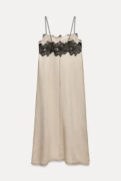 Sale VESTIDO MEZCLA LINO PUNTILLA ZW COLLECTION Mujer Vestidos