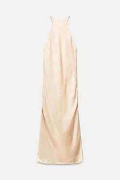 Online VESTIDO MIDI ABALORIOS EFECTO ARRUGADO Mujer Vestidos