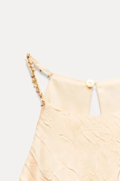 Online VESTIDO MIDI ABALORIOS EFECTO ARRUGADO Mujer Vestidos