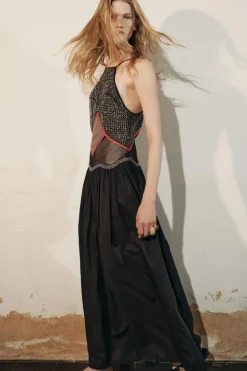 New VESTIDO MIDI ABALORIOS ZW COLLECTION Mujer Vestidos