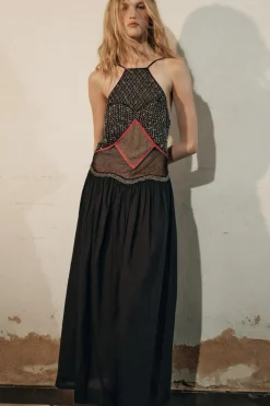 New VESTIDO MIDI ABALORIOS ZW COLLECTION Mujer Vestidos