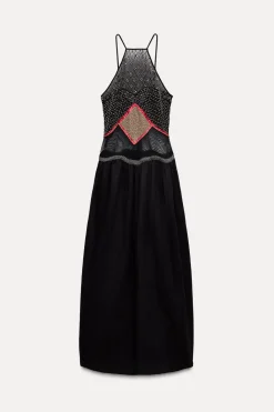 New VESTIDO MIDI ABALORIOS ZW COLLECTION Mujer Vestidos