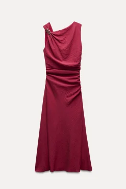 Fashion VESTIDO MIDI APLIQUE DORADO Mujer Vestidos