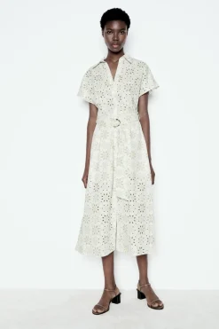 Hot VESTIDO MIDI BORDADOS ENGOMADOS Mujer Vestidos