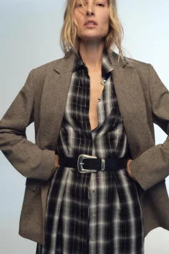 Sale VESTIDO MIDI CAMISERO CUADROS Mujer Vestidos