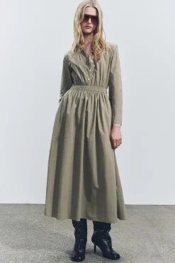 New VESTIDO MIDI CAMISERO ZW COLLECTION Mujer Vestidos